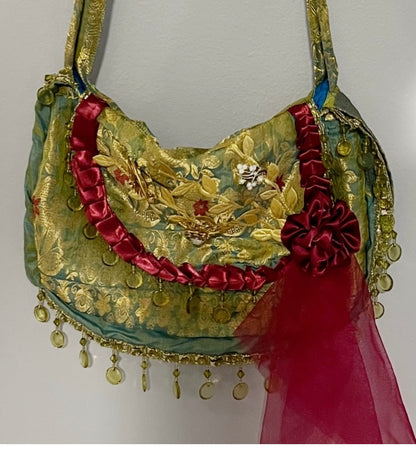 Beautiful Red and Green Boho Shoulder Bag