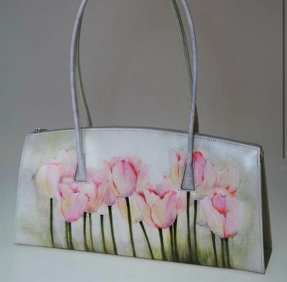 Bambas Hand Painted Art Bag “The Landscape of Gentle Tulips”