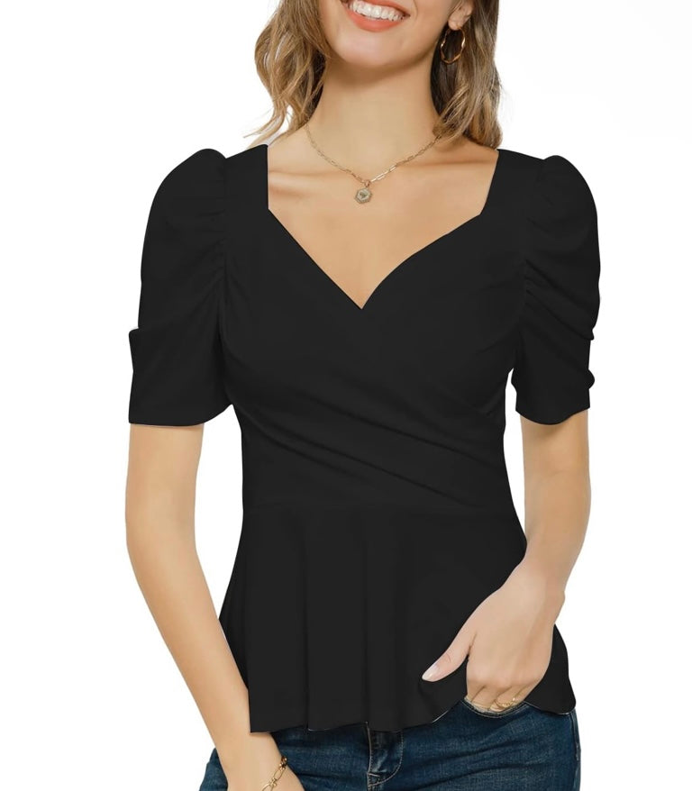 NWT Small Grace Karin Black Peplum Top