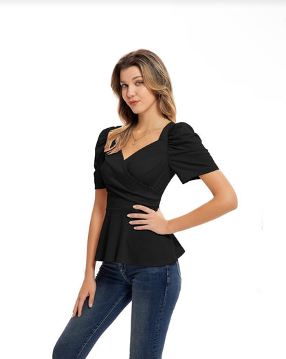 NWT Small Grace Karin Black Peplum Top