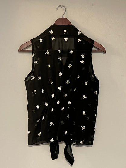 Sleeveless Sheer Skull Shirt Small