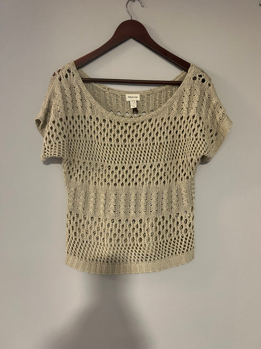 Short sleeve tan light sweater